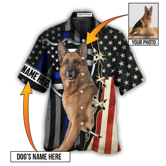 Dog German Shepherd Various Custom Photo Personalized Hawaiian Shirt Artwork Detail For Tropical Trips And Casual Outings