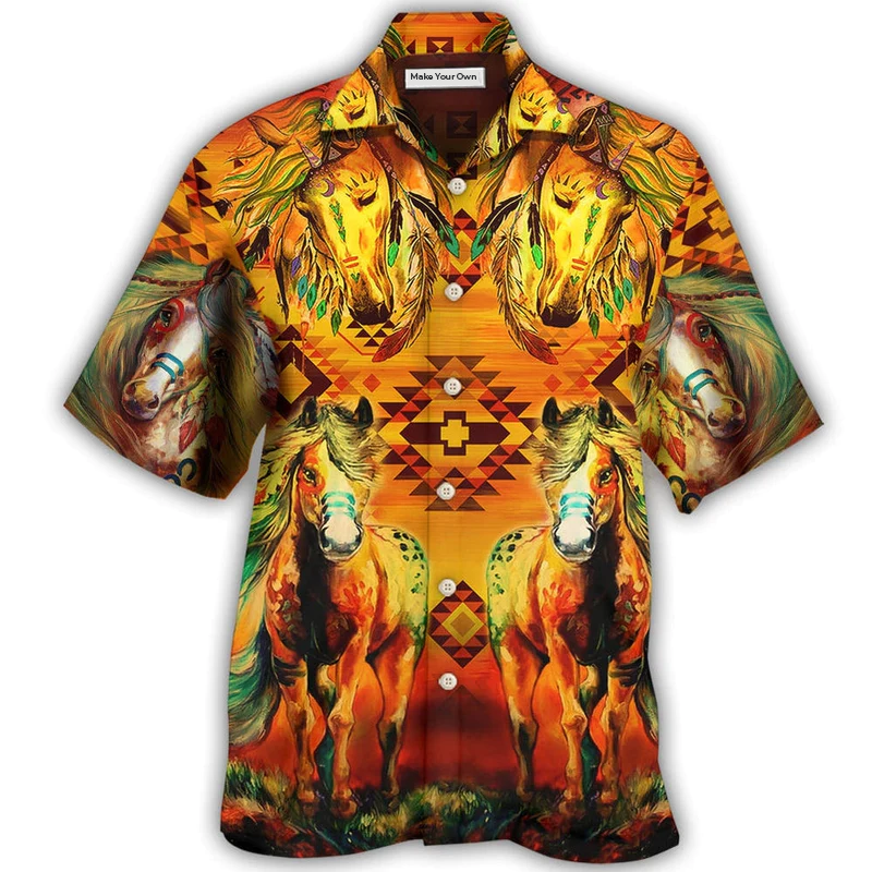 Bohemian Horse Peace Sunset Hawaiian Shirt For Coastal Adventures And Warm Weather Wear