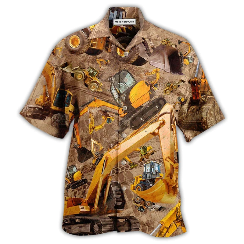 Excavator Hawaiian Shirt For Resort Getaways Summer Adventures And Casual Gifting