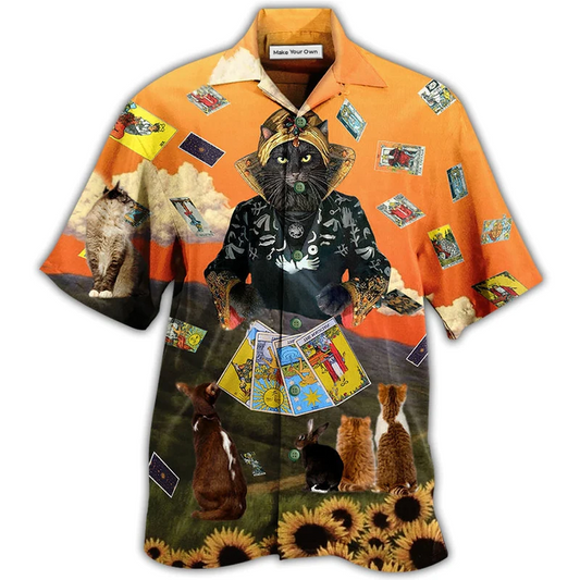 Cat Tarot Hawaiian Shirt Artwork View For Weekend Travel And Beach Style