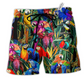 Tropical Parrot Beach Shorts For Summer Vacations And Easy Warm Weather Wear