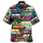 Bohemian Colorful Bus Hawaiian Shirt For Poolside Relaxation And Sunny Getaways