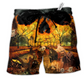 Halloween Party Colorful Hawaiian Print Beach Shorts For Fantasy Fan Beach Days