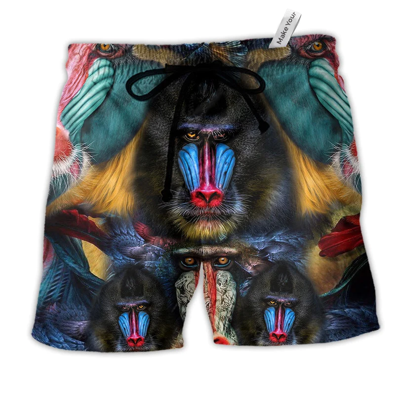 Monkey Mandrill Animal Love Their Forest Beach Shorts For Animal Lover Vacation Wear