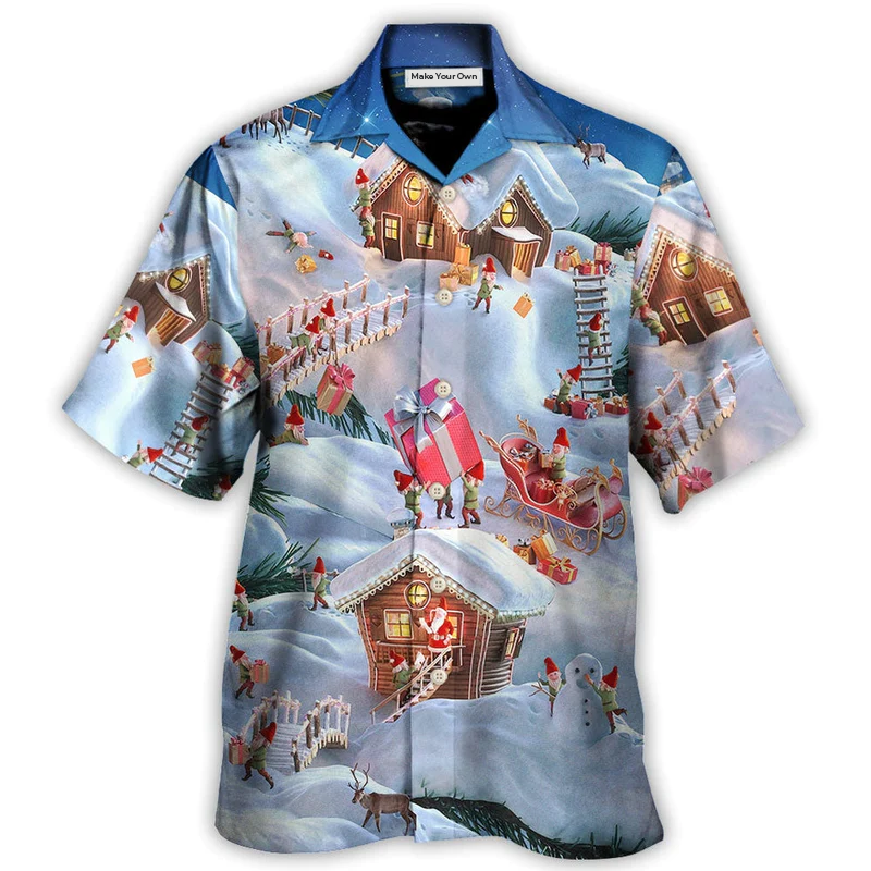 Festive Christmas Santa Gnome Hawaiian Shirt Tropical Styling View For Thoughtful Gifting