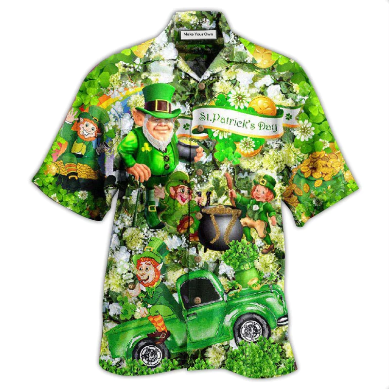 Happy Irish Wish Saint Patrick's Day Hawaiian Shirt Design Detail For Sunny Adventures And Casual Wear