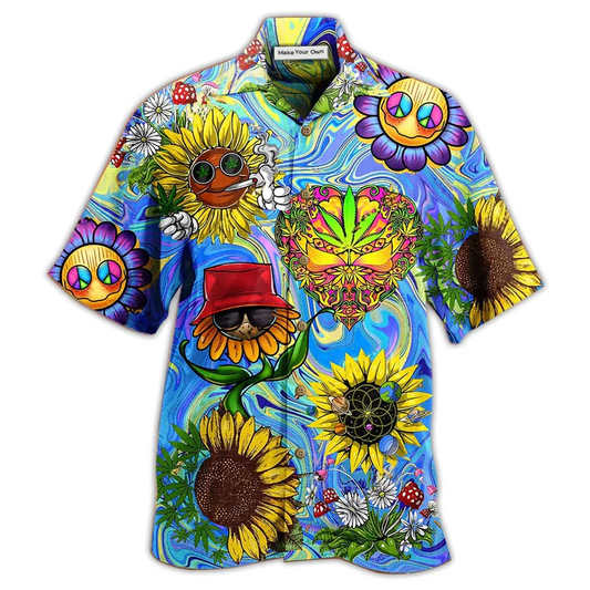 Bohemian Sunflower Stay Trippy Little Hawaiian Shirt For Vacation Days And Relaxed Coastal Outings