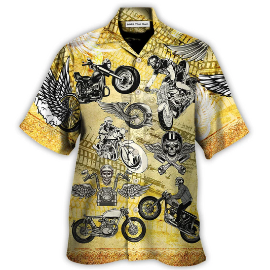 Motorcycle Hawaiian Shirt Pattern Detail For Summer Holidays And Outdoor Fun