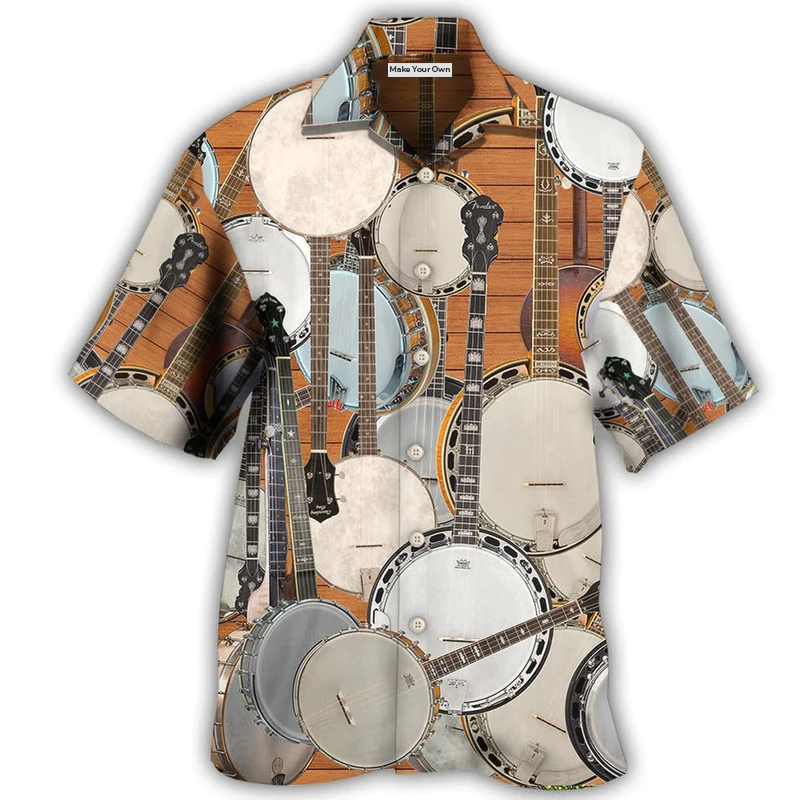 Music Banjo Hawaiian Shirt Design Detail For Beach Days And Holiday Travel