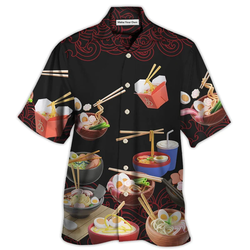 Food Ramen Fast Delicious Hawaiian Shirt Pattern Detail For Vacation Travel And Daily Wear