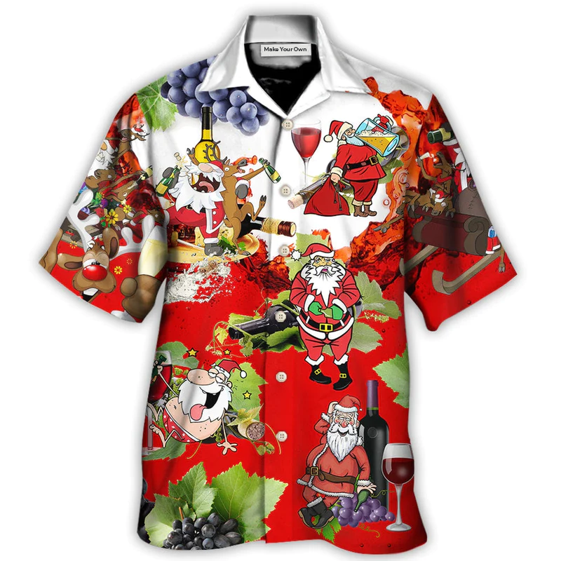 Christmas Santa Drunk Party Hawaiian Shirt For Coastal Adventures And Warm Weather Wear