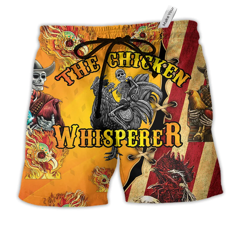 Farm Skull Chicken Fire Hot Style Hawaiian Print Beach Shorts For Striking Resort Looks
