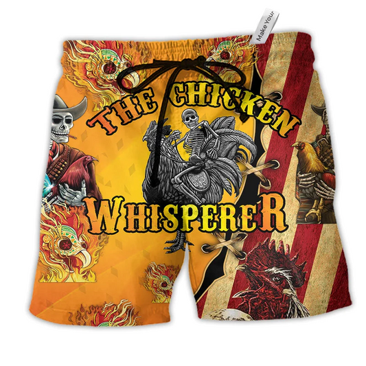 Farm Skull Chicken Fire Hot Style Hawaiian Print Beach Shorts For Striking Resort Looks