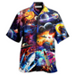 Galaxy War Peace Hawaiian Shirt Artwork Detail For Tropical Trips And Casual Outings