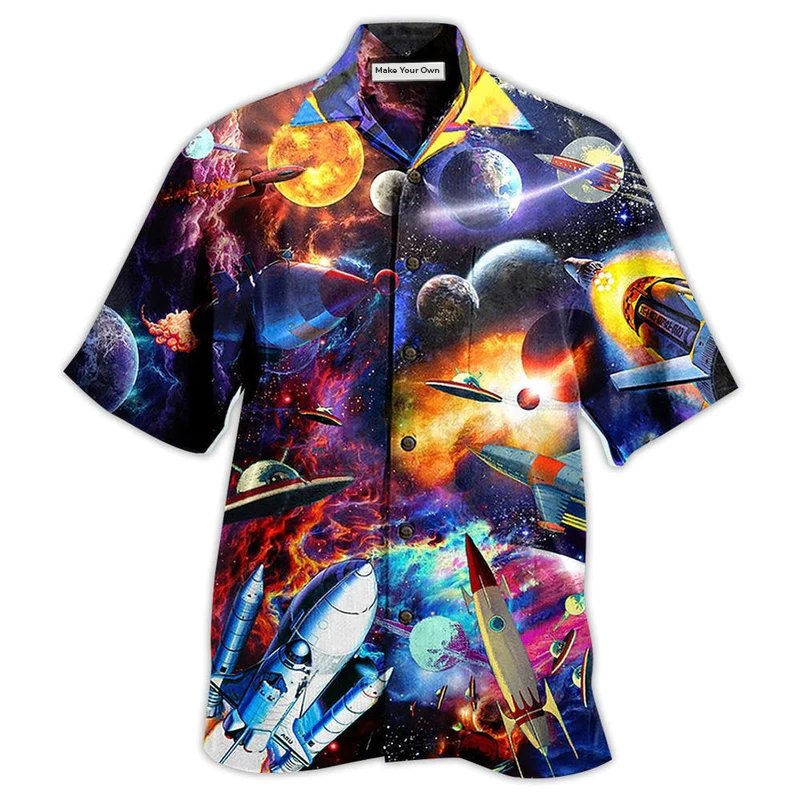 Galaxy War Peace Hawaiian Shirt Artwork Detail For Tropical Trips And Casual Outings