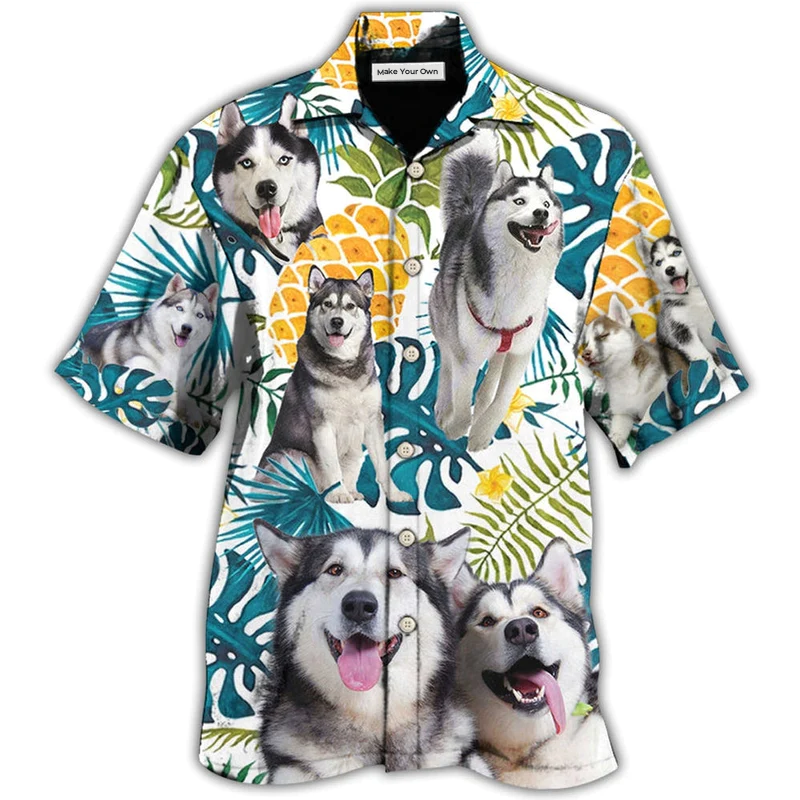 Tropical Playful Husky Hawaiian Shirt For Summer Events Coastal Travel And Comfortable Styling