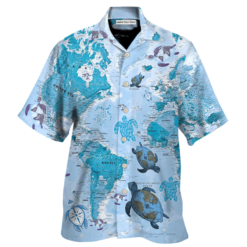 Turtle Awesome Map Hawaiian Shirt For Seaside Adventures And Resort Trips