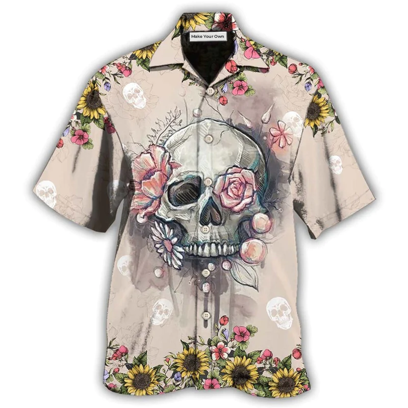 Cute Skull Hawaiian Shirt For Tropical Escapes Resort Wear And Outdoor Celebrations