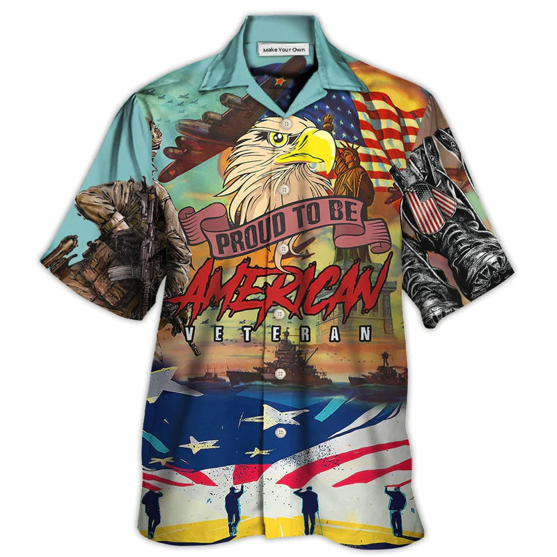 Eagle Veteran Proud American Freedom Hawaiian Shirt Design View For Casual Summer Styling