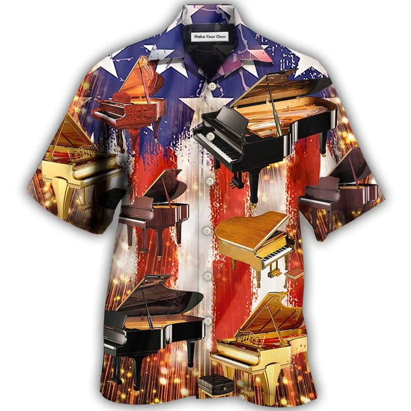 Piano Independence Day Hawaiian Shirt For Summer Events And Casual Outdoor Wear