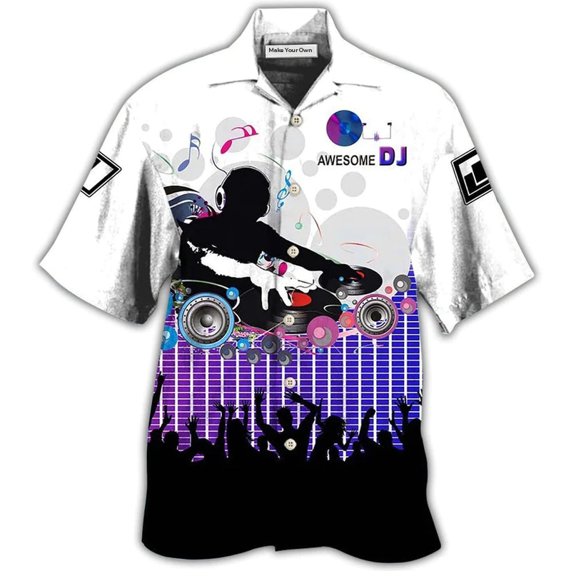 Music DJ Awesome Sound Remix Hawaiian Shirt Artwork View For Coastal Escapes And Resort Style