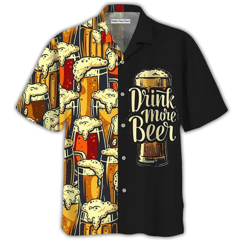 Beer Drink Hawaiian Shirt Design View For Casual Summer Styling