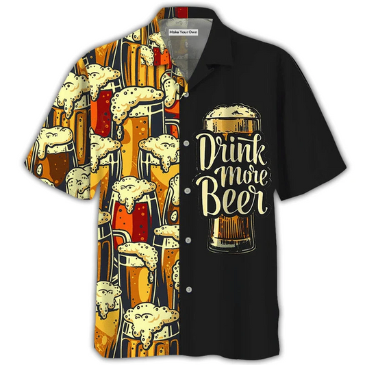 Beer Drink Hawaiian Shirt Design View For Casual Summer Styling