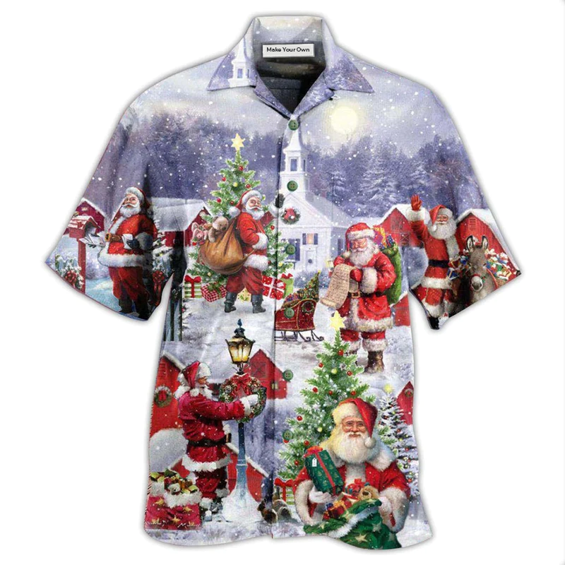 Festive Christmas Hawaiian Shirt For Beach Parties And Weekend Getaways