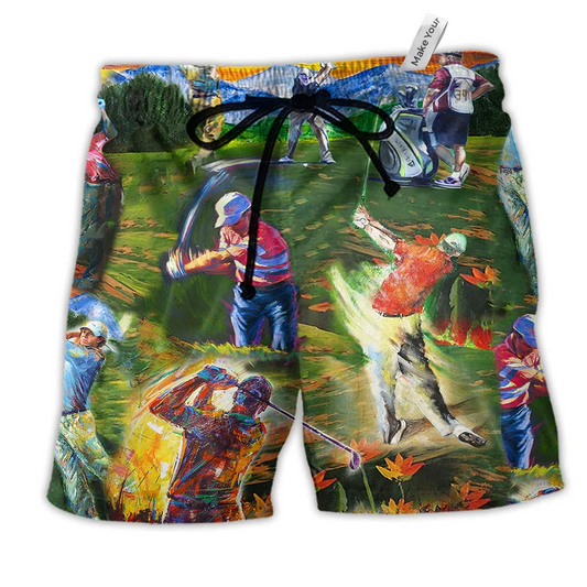 Golf Life Is Short Swing Hard Golf Hawaiian Beach Shorts For Resort Trips And Casual Comfort