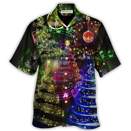 Music Christmas Tree Happiness Hawaiian Shirt For Beach Parties And Weekend Getaways