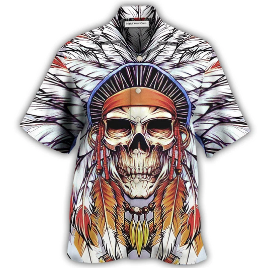Bohemian Skull Peace Hawaiian Shirt Pattern Detail For Vacation Travel And Daily Wear