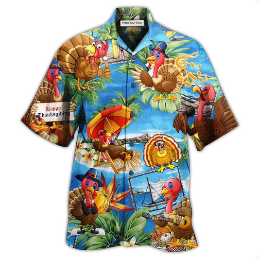 Happy Turkey Thanksgiving Hawaiian Shirt For Resort Getaways And Comfortable Summer Activities
