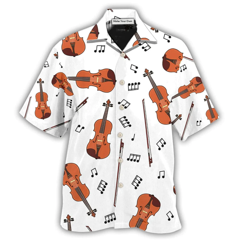 Violin Hawaiian Shirt For Coastal Vacations Warm Weather Events And Daily Style