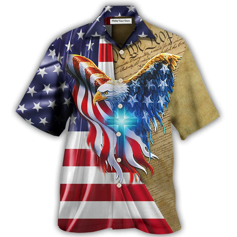 Eagle Cross Nation Faith Hawaiian Shirt For Vacation Days And Relaxed Coastal Outings