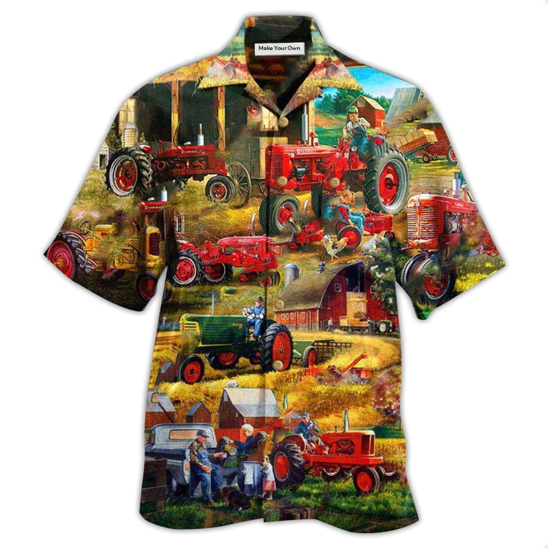 Tractor Promise Hawaiian Shirt Pattern View For Relaxed Warm Weather Outfits