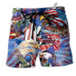 America My Heat Beats True To My Country Beach Shorts For Independence Day Vacation Wear