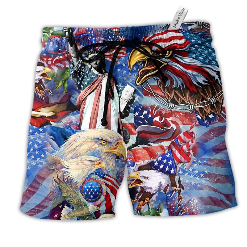 America My Heat Beats True To My Country Beach Shorts For Independence Day Vacation Wear