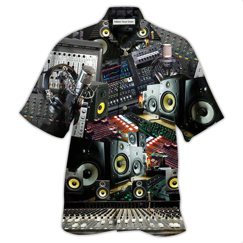Recording Studio Music Hawaiian Shirt For Tropical Escapes Resort Wear And Outdoor Celebrations