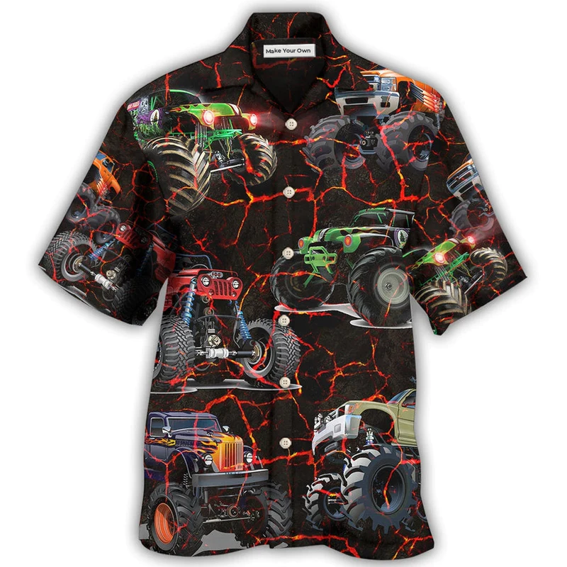 Truck Monster Lava Hawaiian Shirt For Coastal Adventures And Warm Weather Wear