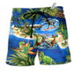 Dinosaur World In Summer Hawaiian Print Beach Shorts For Poolside Relaxation And Style