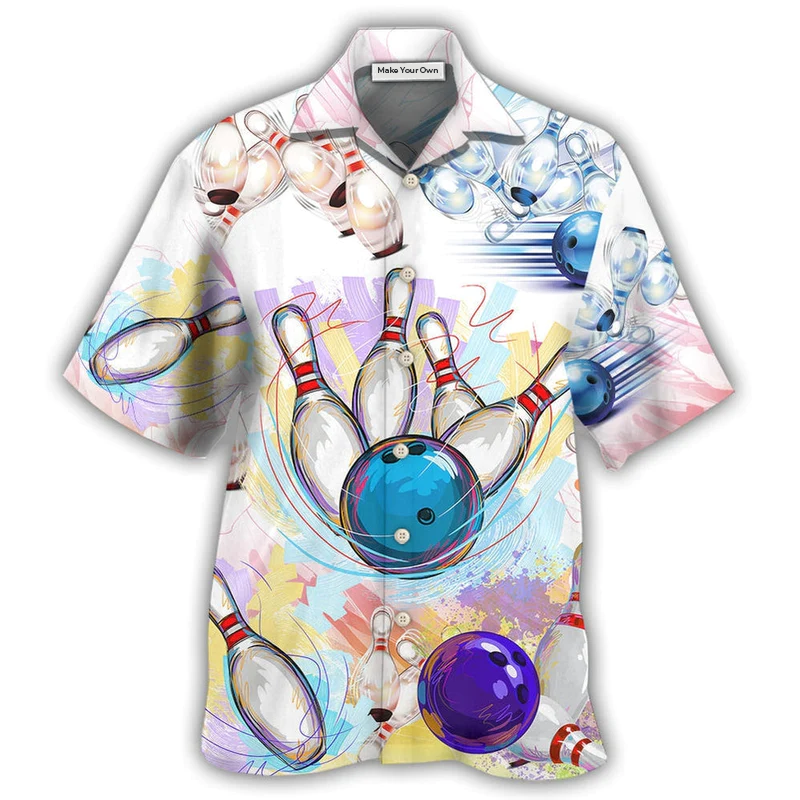 Bowling Hawaiian Shirt Artwork Detail For Resort Trips And Outdoor Activities