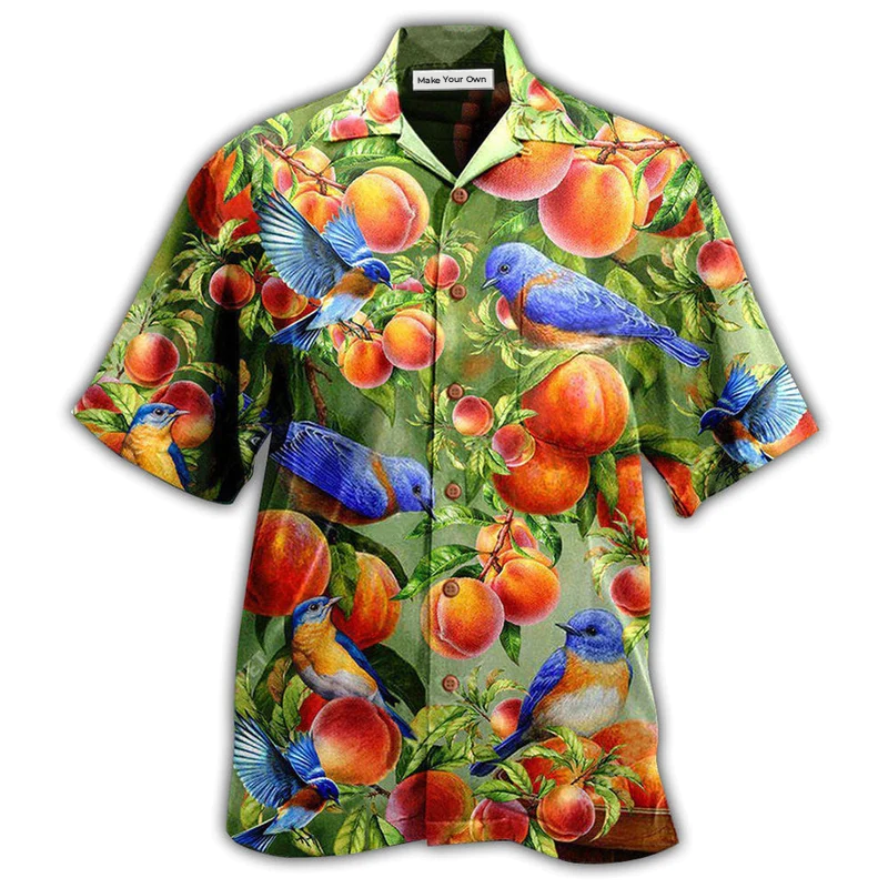 Blue Robin Bird Hawaiian Shirt For Island Trips Summer Gatherings And Comfortable Daily Wear