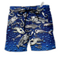 Blue Colorful Fishing Beach Shorts For Tropical Holidays And Bright Seasonal Outfits