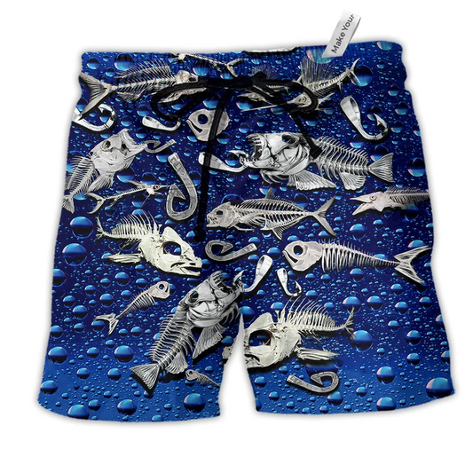 Blue Colorful Fishing Beach Shorts For Tropical Holidays And Bright Seasonal Outfits
