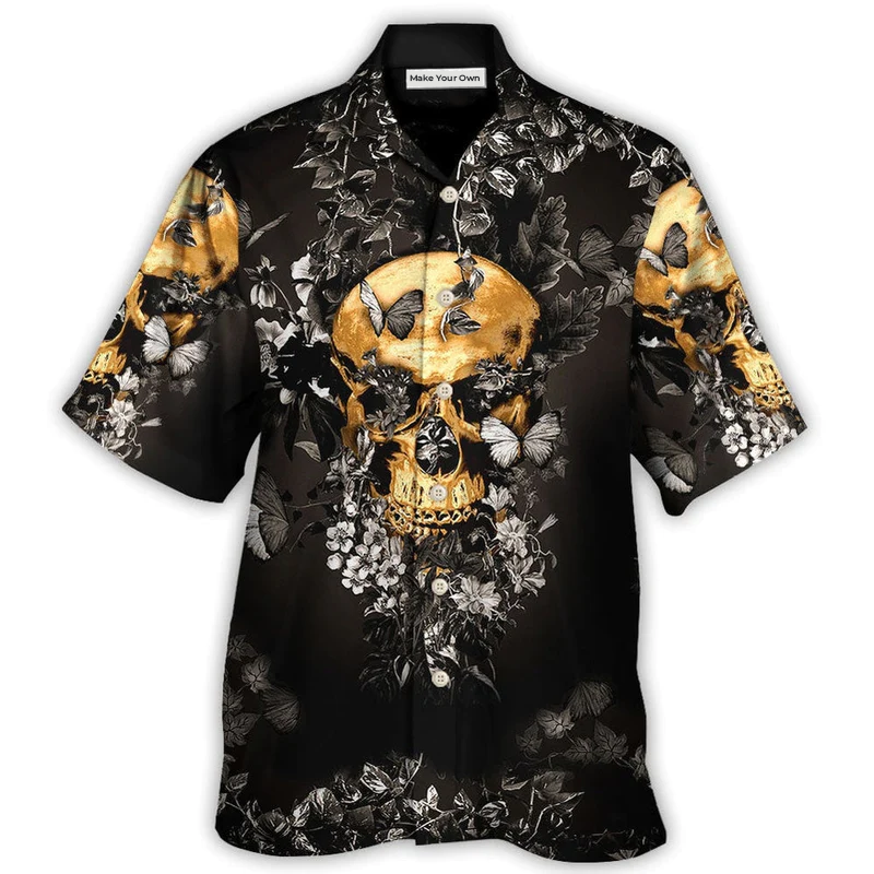 Floral Dark Skull Grow Moments Hawaiian Shirt For Coastal Adventures And Warm Weather Wear