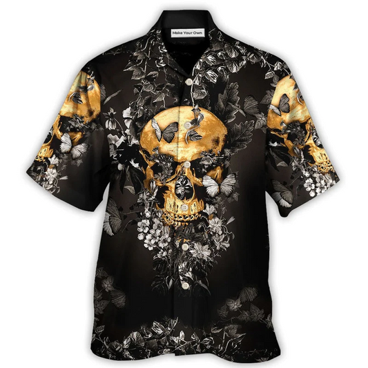 Floral Dark Skull Grow Moments Hawaiian Shirt For Coastal Adventures And Warm Weather Wear