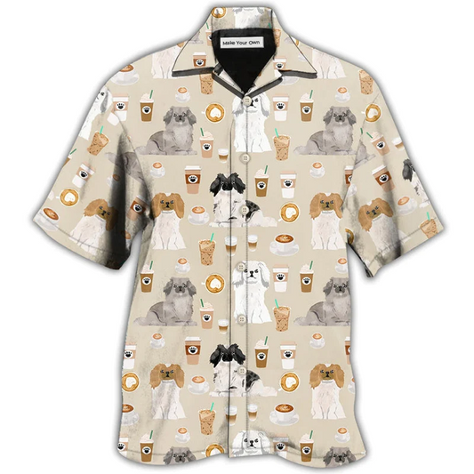 Dog Pekingese Coffee Hawaiian Shirt Pattern View For Lightweight Everyday Style