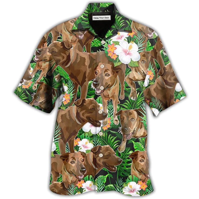 Tropical Floral Dog Rhodesian Ridgeback Hawaiian Shirt For Summer Vacation And Beach Travel