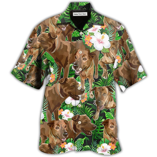 Tropical Floral Dog Rhodesian Ridgeback Hawaiian Shirt For Summer Vacation And Beach Travel