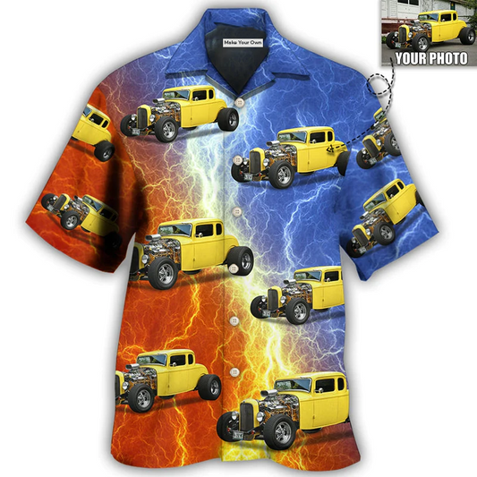 Hot Rod Various Custom Photo Hawaiian Shirt Pattern Detail For Summer Holidays And Outdoor Fun